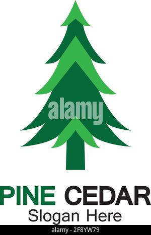 Cedar tree logo template vector icon design Stock Vector