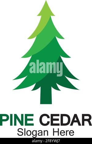 Cedar tree logo template vector icon design Stock Vector