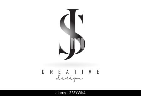 JS j s letter design logo logotype concept with serif font and elegant style. Vector illustration icon with letters J and S. Stock Vector