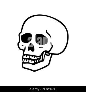 Punk rock collection. Human skull with a symbol on a white background. Vector illustration Stock Vector