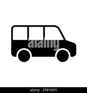 Airport shuttle minivan, shuttle bus vector glyph icon. Graph symbol for travel and tourism web site and apps design, logo, app, UI Stock Vector