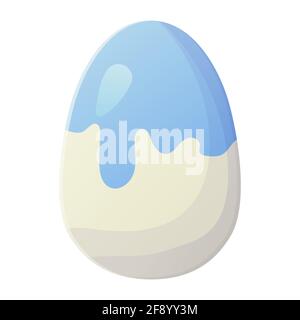 Cute realistic Easter egg painted with with blue paint on top. Can be used as easter hunt element for web banners, posters and web pages. Stock vector Stock Vector