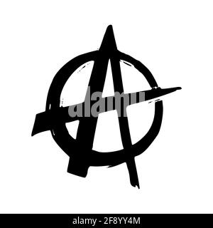 Punk rock collection. Anarchy monochrome symbol in hand-drawn style on white background. Vector illustration Stock Vector