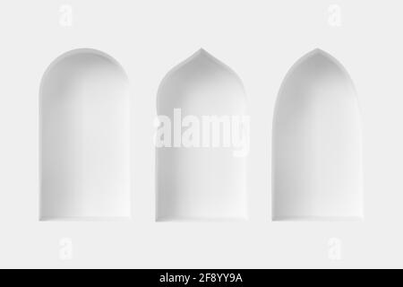 Set of 3d Arabic style windows. Stock Vector
