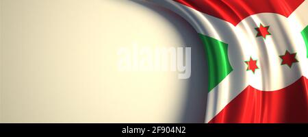 Burundi Flag. 3d illustration of the waving national flag with a copy space. Africa countries flag. Stock Photo