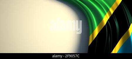 Tanzania Flag. 3d illustration of the waving national flag with a copy space. Africa countries flag. Stock Photo