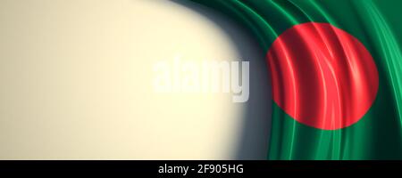 Bangladesh Flag. 3d illustration of the waving national flag with a copy space. Asia countries flag. Stock Photo
