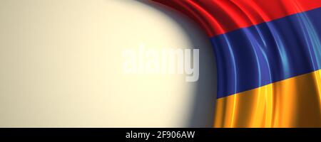 Armenia Flag. 3d illustration of the waving national flag with a copy space. European countries flag. Stock Photo