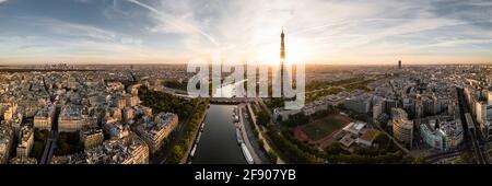 Eiffel Tower and River Seine at dawn, Paris, France, Europe Stock Photo