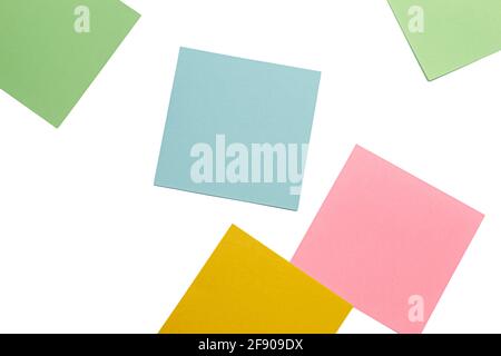 Blank colorful stickers for notes. Mockup for notes. Stock Photo