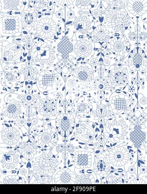 Vector abstract background flowers seamless pattern. Graphic pattern for fabric, wallpaper, packaging. Abstract Islamic texture. Stock Vector