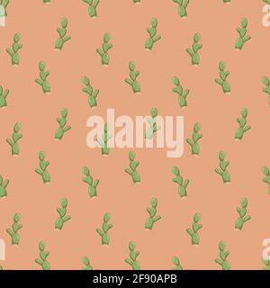 Vector seamless pattern with cacti. Natural summer print. Flat cute illustration. Stock Vector