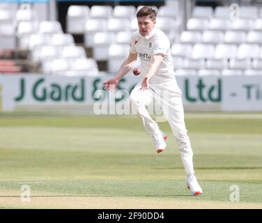 Chelmsford, UK. 15th Apr, 2021. CHELMSFORD ENGLAND - APRIL 15: Durham's Matt Salisbury during LV Insurance County Championship Group 1 Day One of Four between Essex CCC and Durham CCC at The Cloudfm County Ground on 15th April, 2021 in Chelmsford, England Credit: Action Foto Sport/Alamy Live News Stock Photo