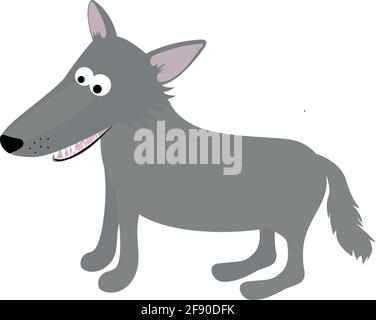 wolf in cartoon style. flat isolated vector Stock Vector