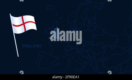england on europe map vector illustration. High quality map Europe with borders of the regions on dark background with national flag. Stock Vector