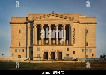 Masonic Temple, Dayton, Ohio. USA.  Grecian Architecture. Stock Photo