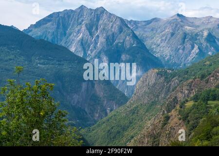 Auris, Isere, France - August 22, 2019: Scenic view of Alpine landscape in Northern Alps, Isere department, France Stock Photo