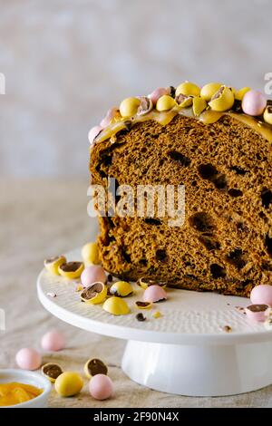 Easter chocolate Panettone cake Stock Photo