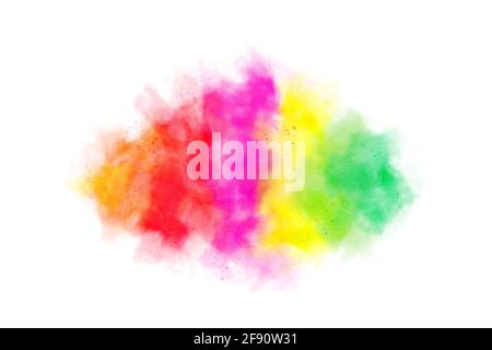 Color splash of vibrant watercolor paints isolated on white background Stock Photo