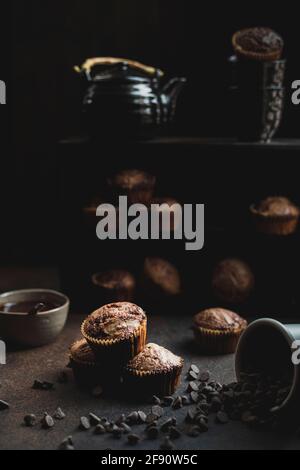 Muffins on a dark background Stock Photo