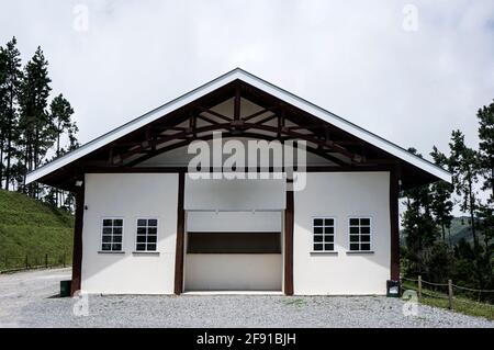 colonial swiss german architecture building day city campos do jordao Brazil mountain house Stock Photo