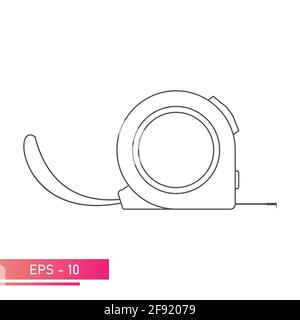 A simple measuring tape with a flexible strap. Linear design. On a white background. Tools for workers. Flat vector illustration. Stock Vector