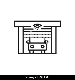 Wirwless garage door outline icon vector for graphic design, logo, web site, social media, mobile app, ui illustration Stock Vector