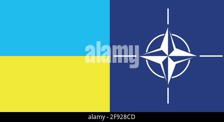 State flag of Ukraine and the official flag of NATO. Stock Vector