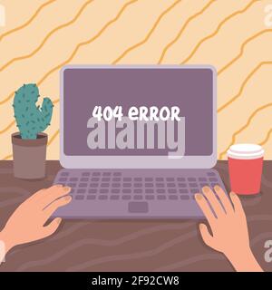 404 error not page found on computer vector illustration Stock Vector