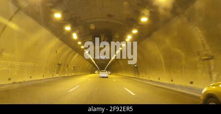 Highway tunnel between Jerusalem and Tel Aviv. Stock Photo