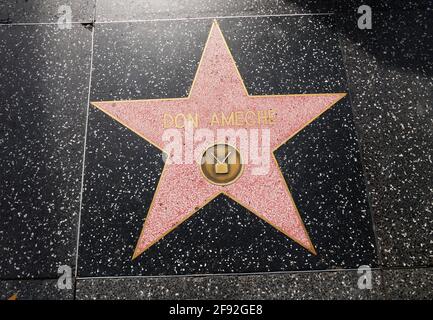 Hollywood, California, USA 14th April 2021 A general view of atmosphere of actor Don Ameche's Star on the Hollywood Walk of Fame on April 14, 2021 in Hollywood, California, USA. Photo by Barry King/Alamy Stock Photo Stock Photo