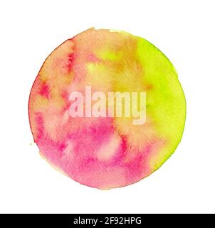 Abstract watercolor hand painting in circle shape for the text message background. Colorful splashing in the paper. Stock Photo