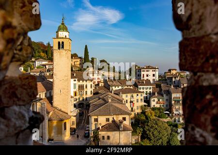 Panoramic view of the village of Asolo Stock Photo