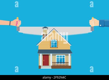 Property division. End of marriage. Stock Vector
