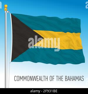 Bahamas official national flag, caribbean country, vector illustration Stock Vector
