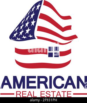 home house american flag real estate logo vector illustration Stock Vector