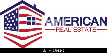 home house american flag real estate logo vector illustration Stock Vector