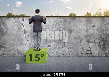 Global warming concept in favor of the 1.5 degree goal Stock Photo