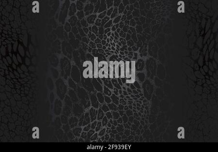 Luxury black metal gradient background with distressed natural leopard fur texture. Vector illustration Stock Vector