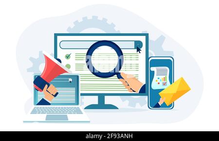 SEO marketing analytics and optimization concept Stock Vector