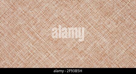 Burlap texture, canvas cloth, light brown woven rustic bagging. Natural hessian jute, beige textile texture. Linen fabric pattern. Threads background. Stock Photo