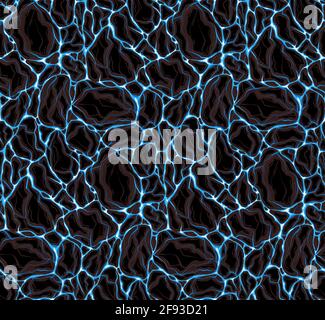 Seamless pattern of the water surface with stones. Vector wallpaper stony coast of the river. Natural texture of a lake with pebbles. Cartoon fabric Stock Vector