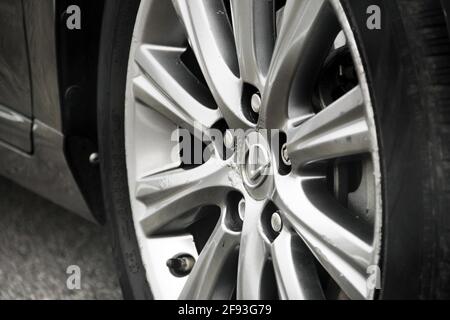 Chernihiv, Ukraine - November 5, 2018: Lexus car wheels. Car wheels in corrosion Stock Photo