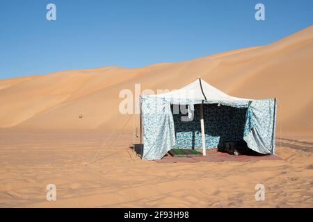 Tent in the Sahara desert Stock Photo