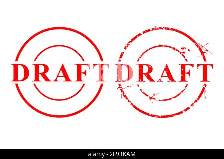 Vector red scratch rubber stamp, draft,  at Isolated on White Stock Vector