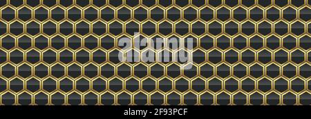 black and gold hexagon background Stock Vector
