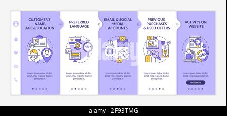 Smart content analytics components onboarding vector template Stock Vector