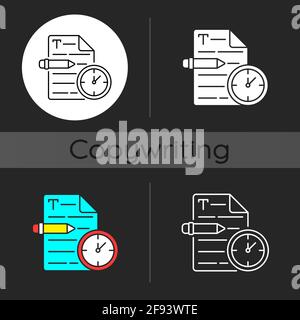 Urgent copywriting dark theme icon Stock Vector