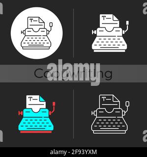 Typewriter dark theme icon Stock Vector