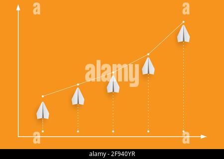 Graph and diagram from planes with increase growth. Finance and ...